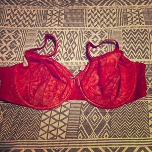 🎃Cacique 40DDD red lace unlined bra